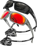Polarized Sports Sunglasses for Men 100% UV Protection Wrap Around Unbreakable Sun Glasses for Fishing Driving