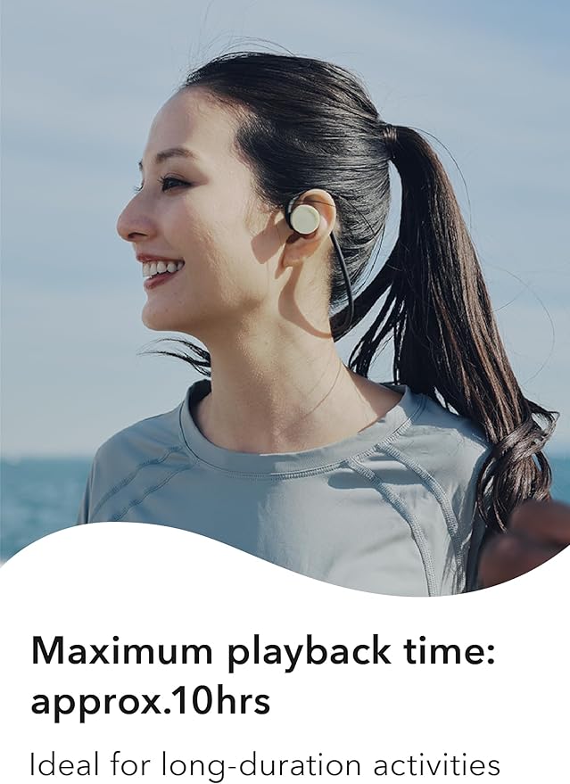 nwm GO Wireless On-Ear Speakers (Open Ear Earphones) Sound Leakage suppressed (PSZ Technology - Bone Conduction Alternative) Designed in Japan | Glacier White