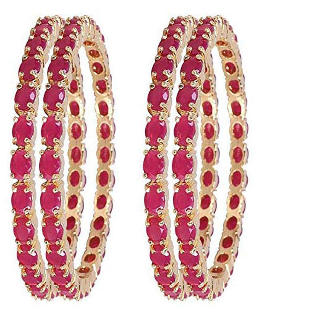 Gold-Polished Alloy Designer Ruby Combo Of Ad Bangles - The Pari