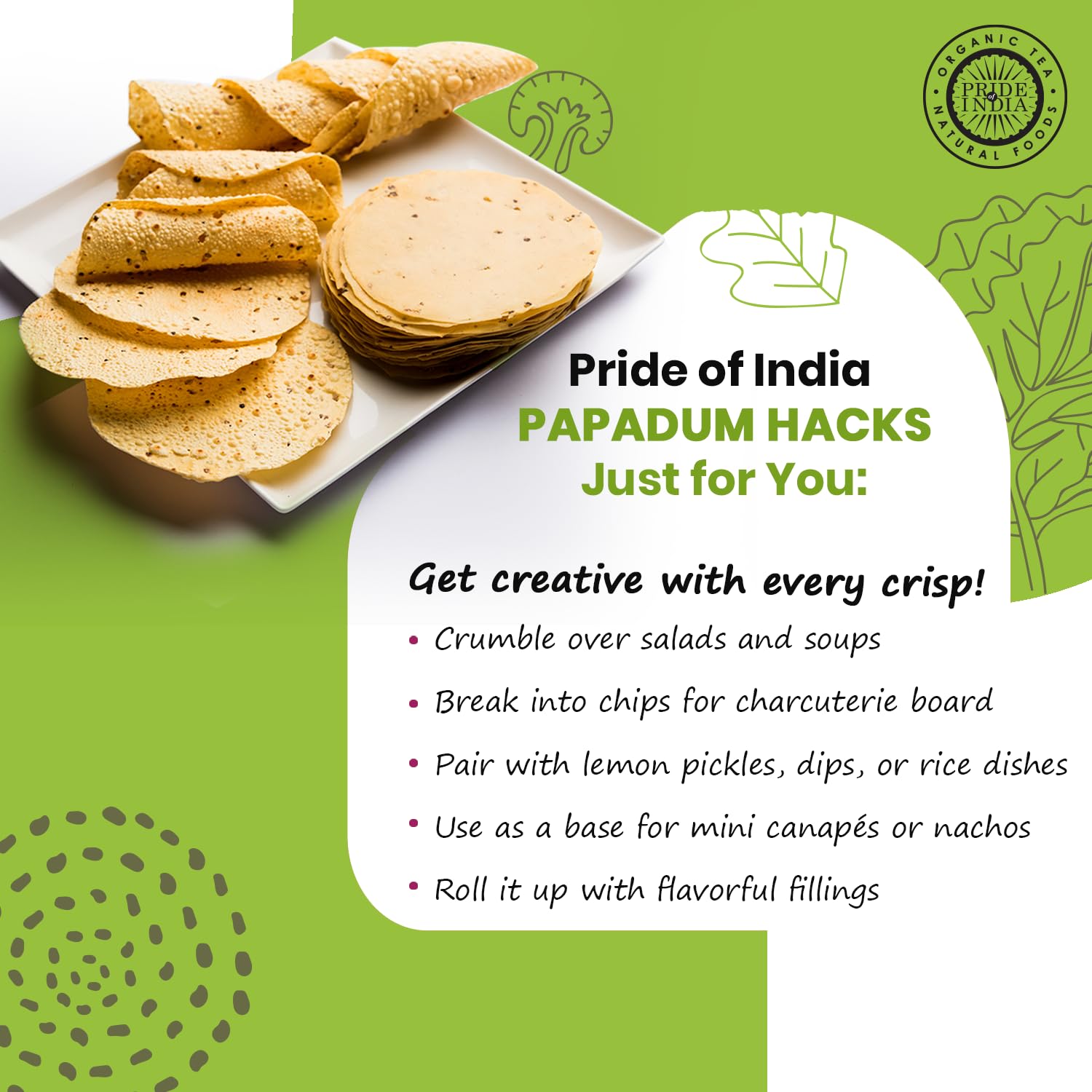 Onion Papadum Indian Lentil Crisps (Papad)