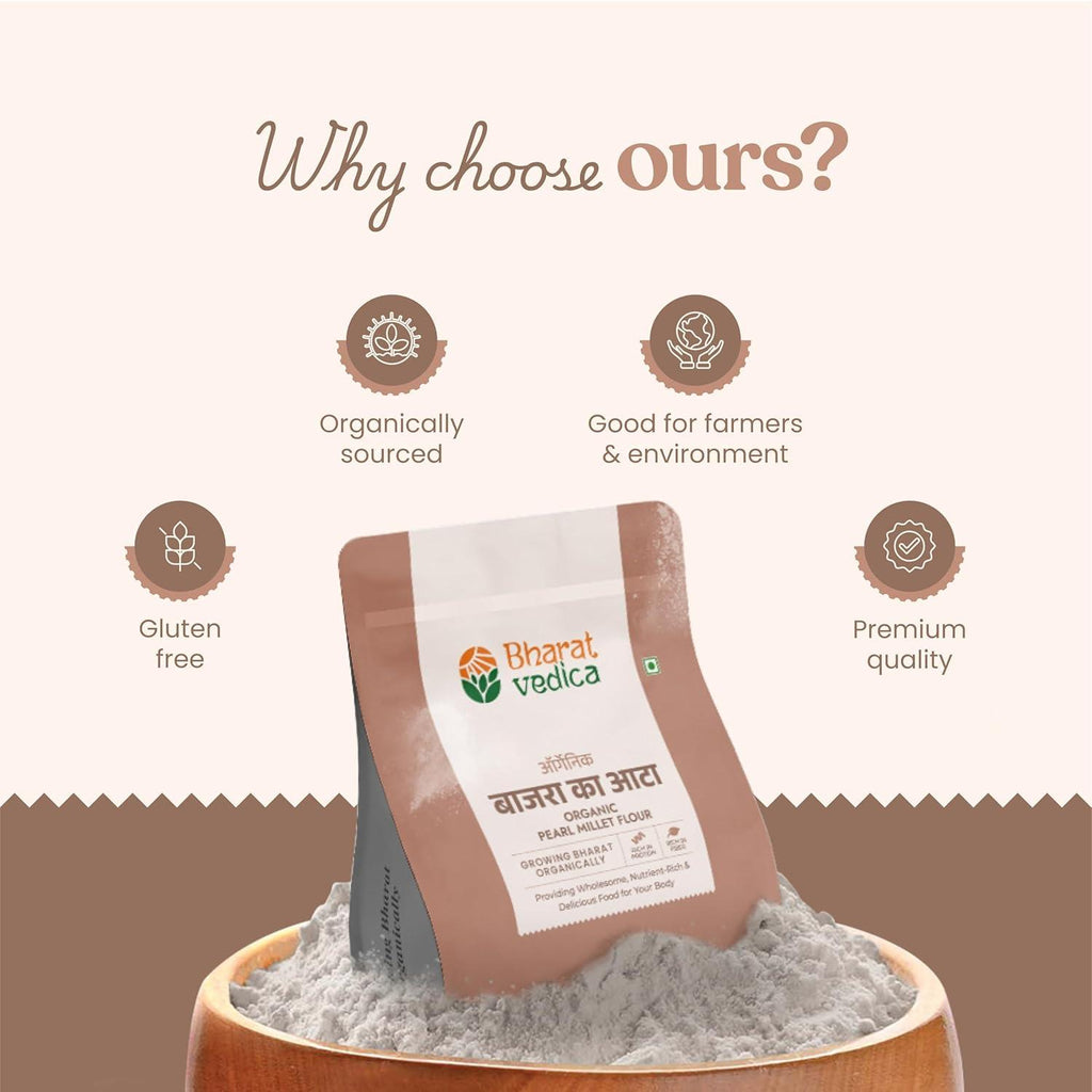 Bharat Vedica Organic Pearl Millet Flour - Organic Bajra ka Atta