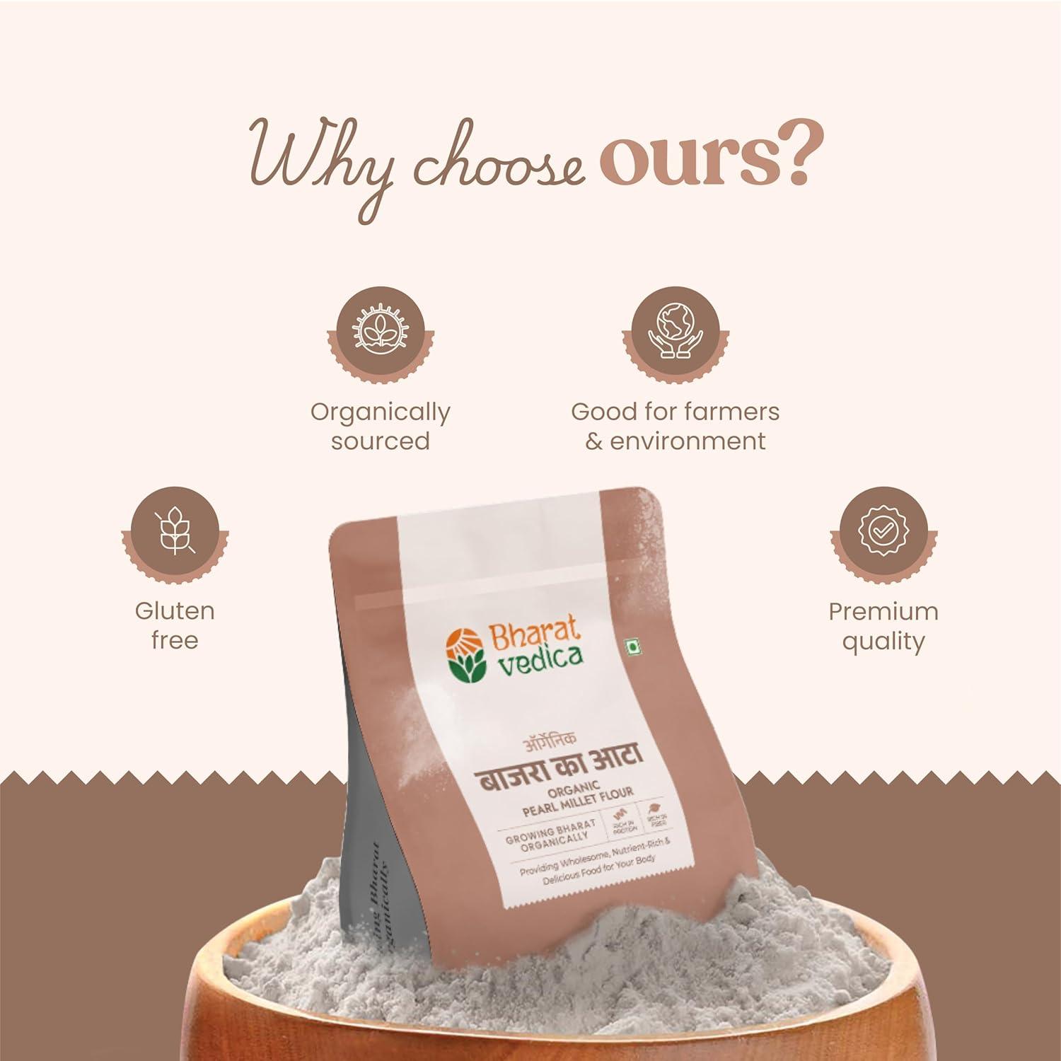 Bharat Vedica Organic Pearl Millet Flour - Organic Bajra ka Atta