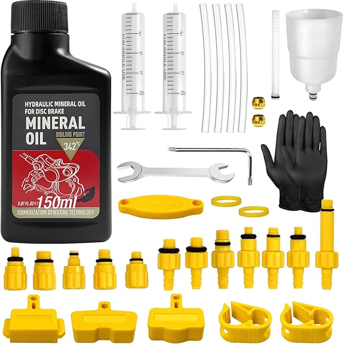 Brake Bleed Kit,Bicycle Hydraulic Brake Bleed Kit Including 150ML Mineral Oil for Shimano,TEKTRO, TRP Hydraulic Disc Brakes