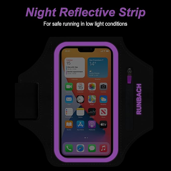 Armband for Samsung Galaxy S25/S24/S23/S22/S21/S20/S10/S9/S8,Galaxy A01/A8/A10e/A20e/A41/M01/Xcover 5,Water Resistant Sport Armband with Zipper Slot for Galaxy Buds (Purple)