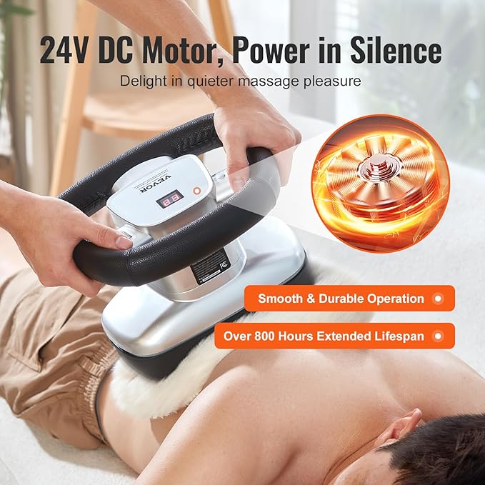 VEVOR Chiropractic Massager with Heat and Adjustable Vibration, Professional Orbital Handheld Therapeutic Body Massage Tool for Back, Neck, Shoulder Muscle Pain Relief