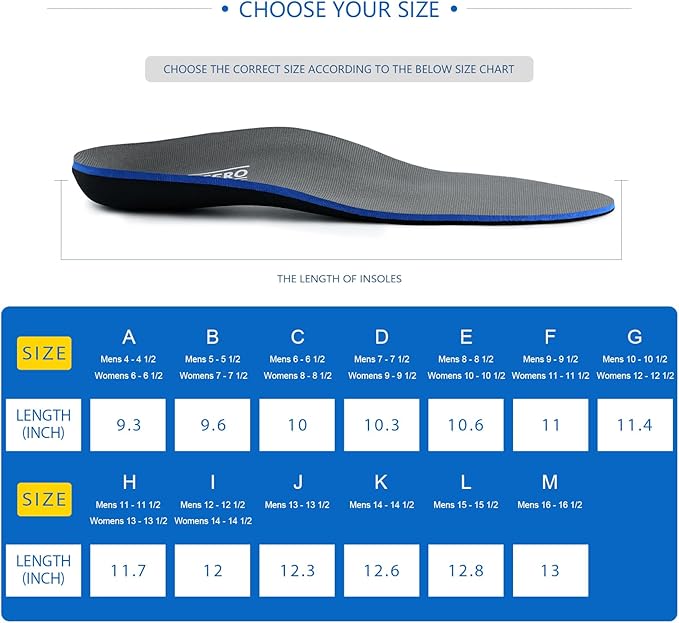 Plantar Fasciitis Feet Insoles Arch Supports Orthotics Inserts Relieve Flat Feet, High Arch (Mens 14-14 1/2)
