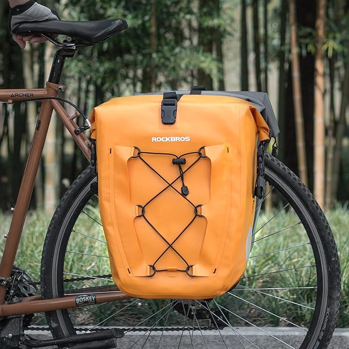 ROCKBROS Bike Panniers Waterproof Rear Rack Bag Max 30L Large Capacity for Cycling Traveling Commuting