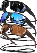Polarized Sports Sunglasses Men UV400 Protection Lightweight Wrap Around Goggles for Cycling Fishing Driving Running