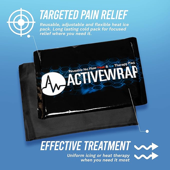 Ice Pack for Injuries Reusable, Hot Cold Packs for Pain Relief, First Aid & Injury Recovery. Individual Pack Cover Included for use in ActiveWrap Hip, Knee or Back Ice Wraps Lg, 10 x 10 inches