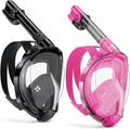 W WSTOO Full Face Snorkel Mask Adults,Suitable for Beginners Dry Top Snorkeling Gear,Can Your Mouth or Nose to Breathe,180 Degrees Panoramic View,Anti-Fog Anti-Leak,Summer Travel and Vacationing Gifts