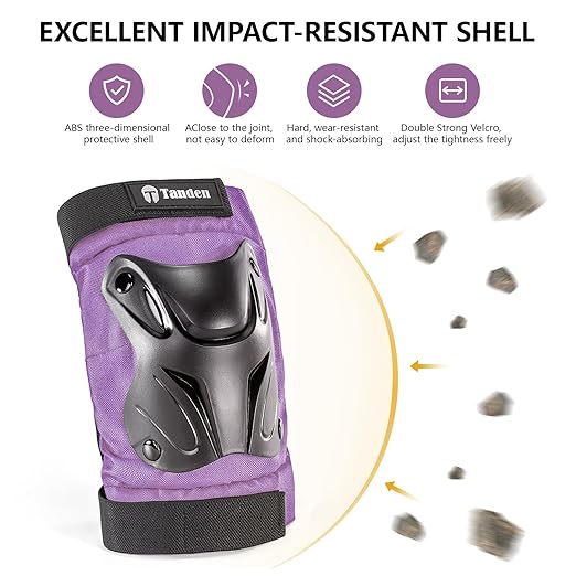 Skating Protective Gear Adult Youth Knee Pads and Elbow Pads Set, Skateboard Wrist Guards for Roller Skating Skateboarding Cycling Purple