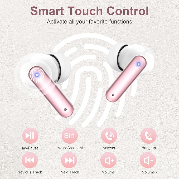 ZIUTY Wireless Earbuds Bluetooth Headphones, 50H Playtime Ear Buds with Mic, LED Digital Display Charging Case, IPX7 Waterproof, Deep Bass Stereo, in-Ear Earphone for iPhone Andriod Phone