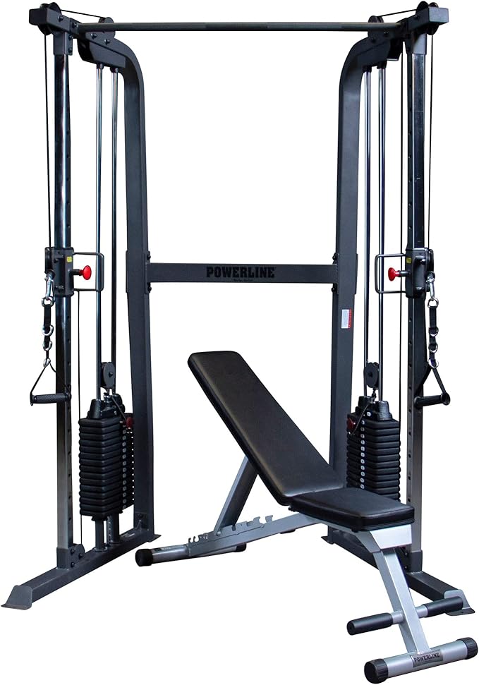 Body-Solid Powerline Cable Crossover Exercise Machine for Home & Commercial Gym, Functional Training Center with Dual Weights Stack for Cable Workout