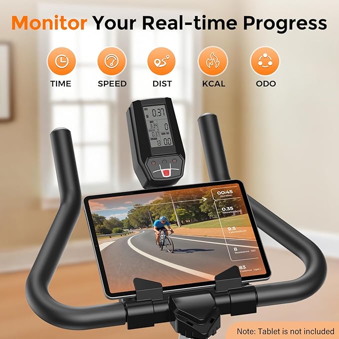 YOSUDA Magnetic Exercise Bike,Stationary Bikes for Home with Exclusive App, 400 lbs Weight Capacity & 50 lbs Flywheel, Indoor Cycling Bike with Tablet Holder & Adjustable Seat and Handlebars