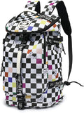 Kalesi Gym Duffle Bag Backpack 4-Way Waterproof with Shoes Compartment for travel Sport Hiking laptop (Checkerboard)
