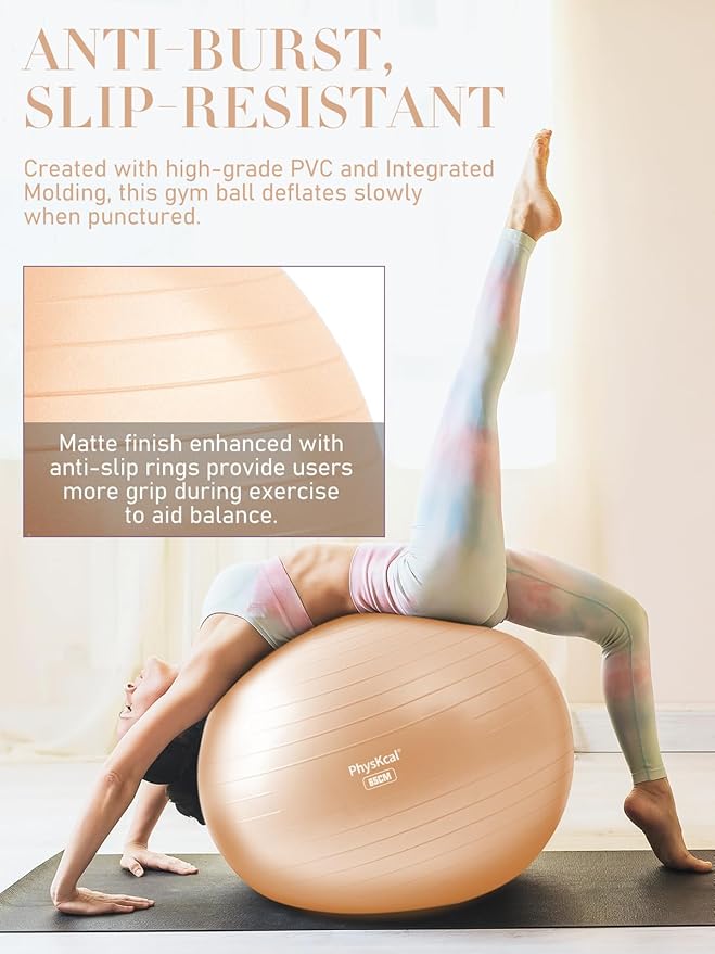 Yoga Ball for Exercise, Pilates Set, 4 Sizes Fitness Ball for Workout, Birthing, Pregnancy, Physical Therapy- Pump Included