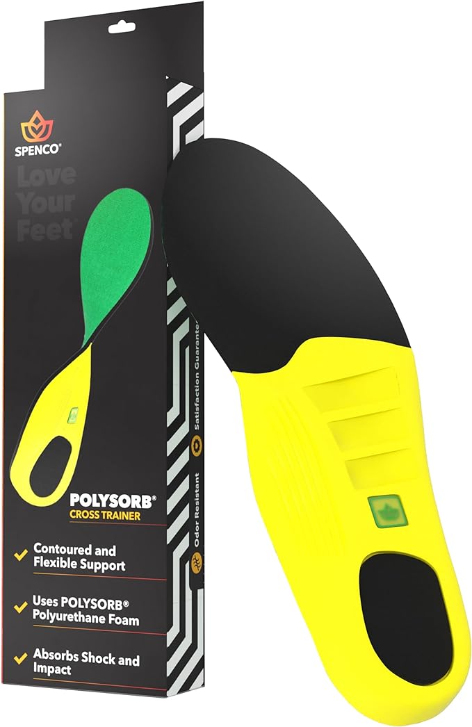 Spenco Polysorb Cross Trainer Athletic Cushioning Arch Support Shoe Insoles, Women's 7-8.5/Men's 6-7.5, 2 Count (Pack of 1)