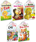 Sawan Set Of 5 Story Books Baby Animals Series (Adventurous Cub,Baby Squirrel,Baby Dinosaur,City Calf & Baby Mouse) [Board Book] Sawan