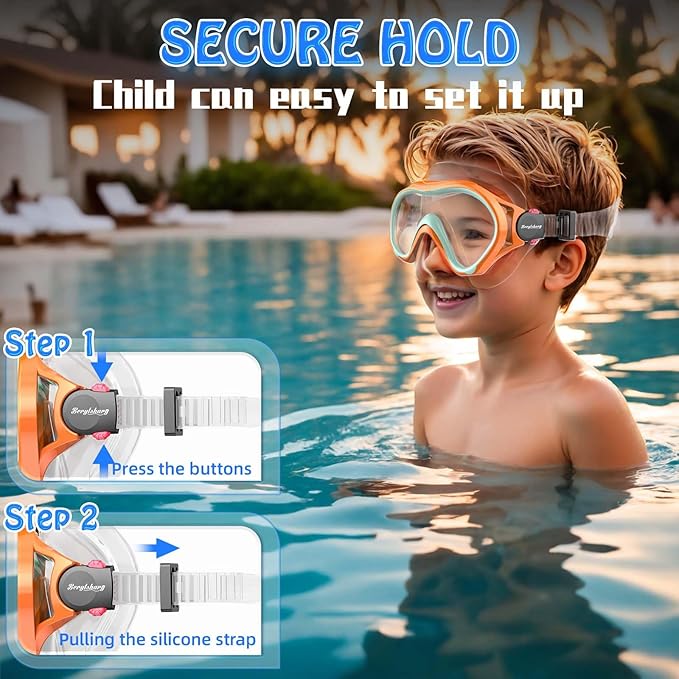 Kids Swim Goggles with Nose Cover -Diving Mask Leak-Proof Design for Boys Girls Ages 5-15 | Anti-Fog & UV Protection Swimming Glasses
