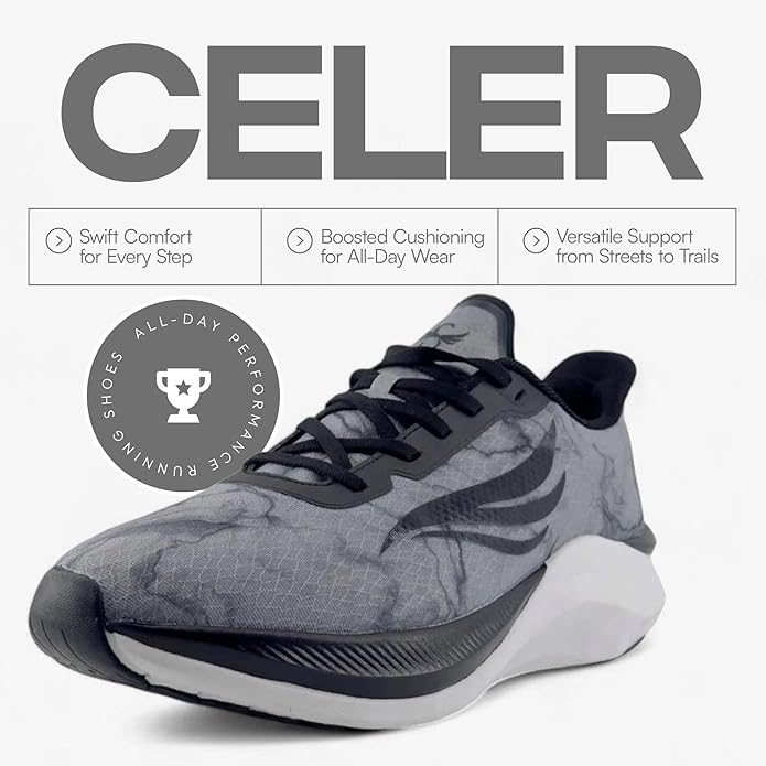 Swift Running Celer Men's Lightweight Running Shoes Comfortable Sneakers for Walking, Daily Runs, and All-Day Wear