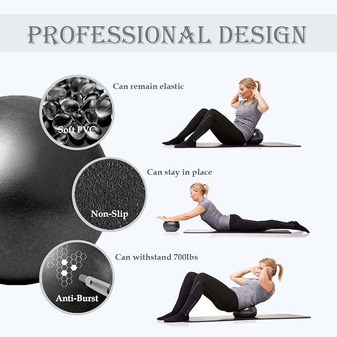 Soft Pilates Ball 9 Inch, Ideal Small Exercise Ball Between Knee Squeeze for Physical Therapy Yoga Core Medicine Abs Pt Bouncy, Mini Rubber Fitball Barre Workout Equipment for Women Men Kid Toddler