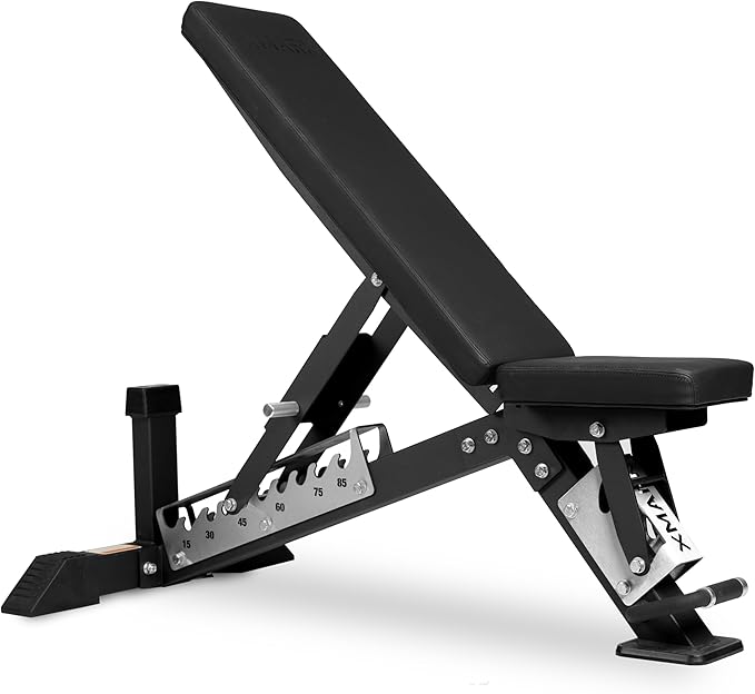 XMark Viper Half Power Rack Home Gym System, Complete with Squat Rack, Adjustable Weight Bench, Catahoula Olympic Barbell, and Bumper Plate Weight Set