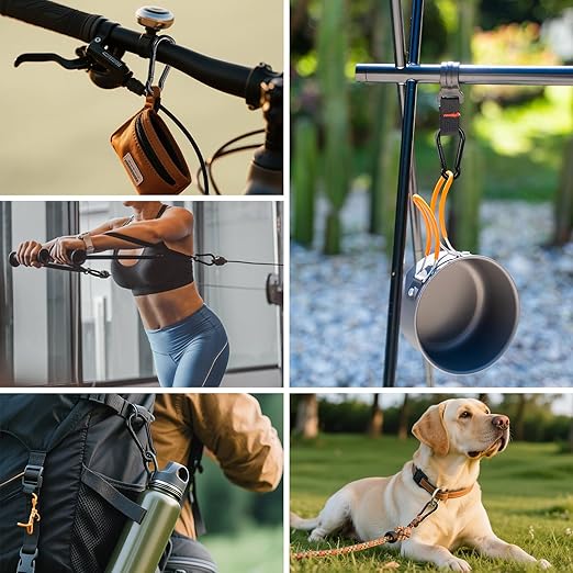 KINLINK 10 Pack Black Carabiner Clip, 3.15 inch Heavy Duty Spring Snap Hook, Small Caribeener Clips for Outdoor Camping, Swing Set, Hammock, Hiking Travel, Fishing, Quick Link Keychain