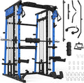 Smith Machine,2200 LBS Squat Rack for Home Gym with Dual Pulley System,Multifunctional Power Rack Cage for Strength Training with More Attachments