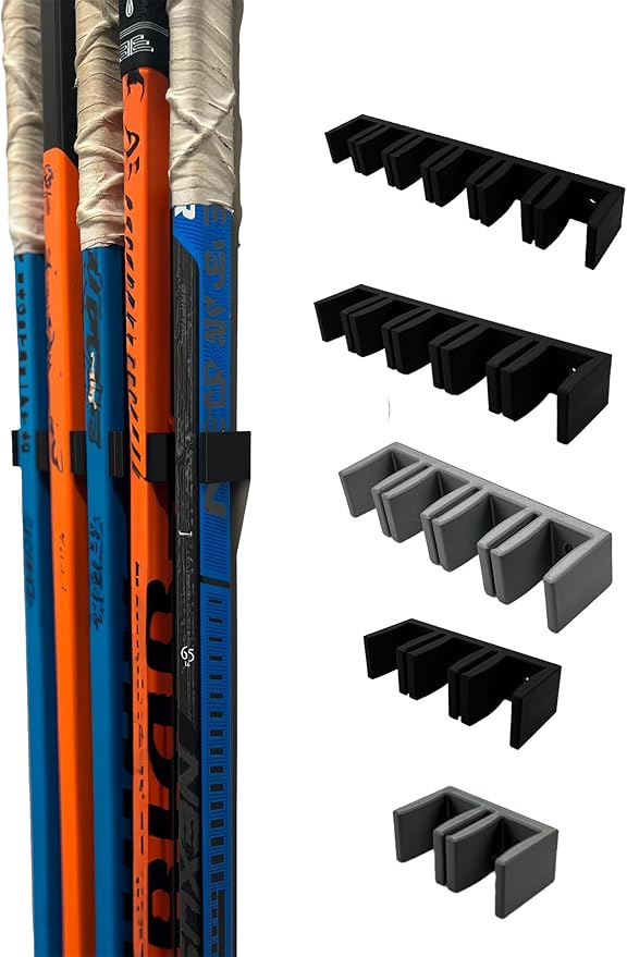 Wall Mount Hockey Stick Holder | Ice Hockey Stick Organizer (Black, 3 Stick Wall Mount)