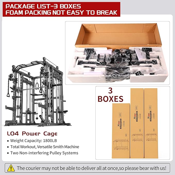 Power Cage,1600lbs Multi-Function Power Rack with Adjustable Cable Crossover System and More Training Attachment, Weight Cage for Home Gym