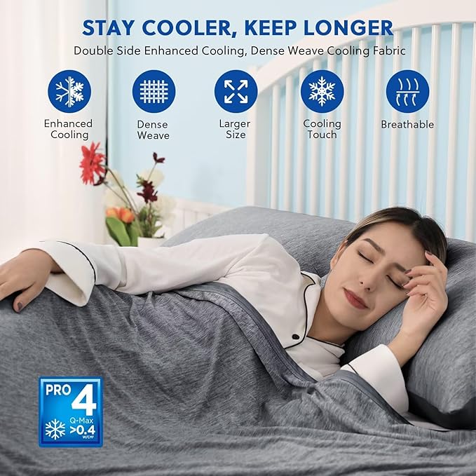 HOMFINE Cooling Blankets for Hot Sleepers - Summer Blanket Thin Lightweight Breathable Soft Double Side Enhanced Cooling for Bed Couch Sofa, Keep Cool for Night Sweats (Black, 108 x 90 inches)