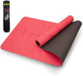 Robust Non-Slip Yoga Mat with Strap, 1/4" Thick TPE Eco-Friendly Workout Mat for Yoga with Position Lines and Texture Surface, Gym Mat for Women, Men, Pilates and Exercises Anti-Tear Sweat-Proof Exercise Mat