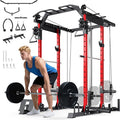 YOLEO Smooth Dual Pulley System Power Cage, 1600LBS Adjustable Cable Crossover Power Rack, Multi-Functional Squat Rack for Home Gym with More Training Attachment