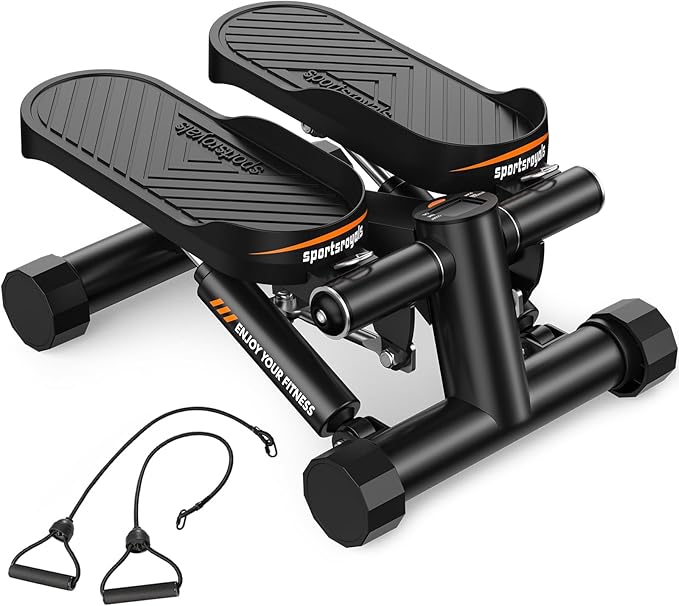 Sportsroyals Stair Stepper,Twist/Mini Stepper for Exercise at Home,Step Machine with Resistance Bands for Full Body Workout, 350lbs+ Capacity