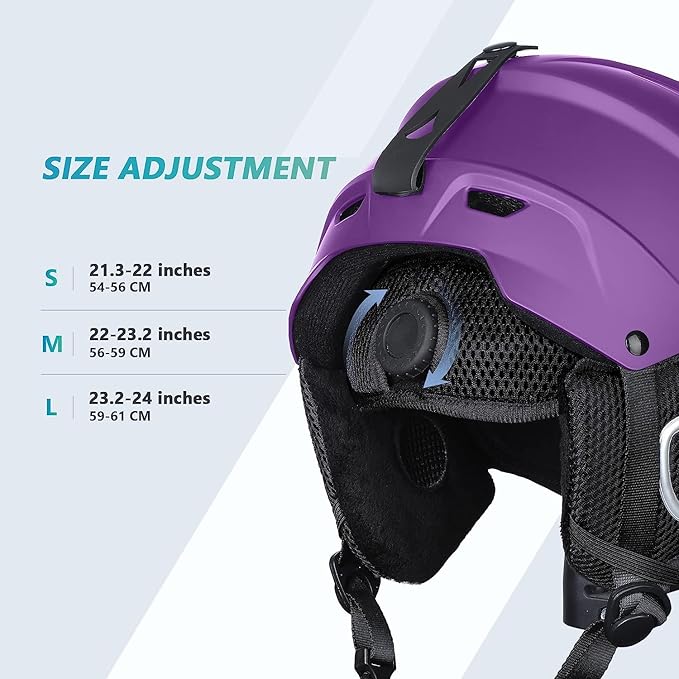 VANRORA Ski Helmet, Snowboard Helmet for Men & Women, Climate Control Venting, Dial Fit, Goggles Compatible, Removable Fleece Liner and Ear Pads, Safety-Certified