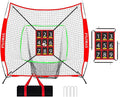 7x7 ft Baseball & Softball Practice Net with 9 Numbered Strike Zone | PRO Training Net for Hitting, Pitching & Batting | with Carry Bag, Bow Frame for All Ages & Skills