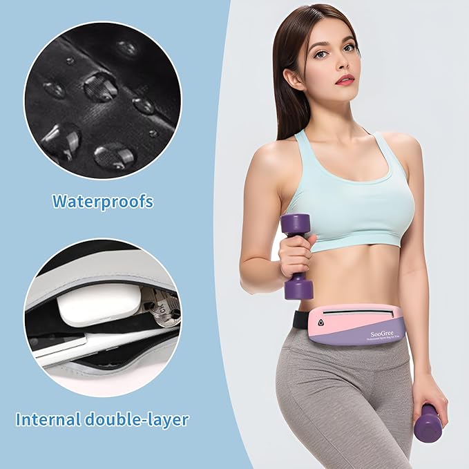 Slim Fanny Packs for Women Men,Waterproof Waist Pack with Reflective Strip Adjustable Strap,Running Belt for Sports Workout Cycling Hiking, Casual Hands-Free Wallets Phone Bag (Style 6)