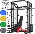 Major Fitness Drone2 Advanced Training Smith Machines– All-in-One Home Gym Squat Rack with Aluminum Pulley Set , Weight Bar, Dual LAT Pull-Down Systems & Cable Crossover Machine for Full-Body Workouts