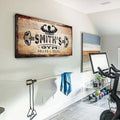 TAILORED CANVASES Personalized Gym Sign Wall Art Decor - Motivational Canvas s for Home Gym, Workout Room, Garage, Fitness Center - Workout Inspirational Posters - Gym Name on Rustic Copper, 48x16in