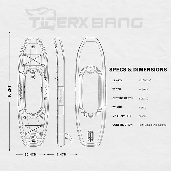 10.2'x35''x8'' Inflatable Kayak with Detachable Seat, SUP-Kayak Set Includes Hand Pump/Aluminum Oar/Backpack, Inflatable Boat for Adults/Kids | for Fishing, Touring-Green