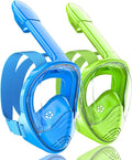 QingSong Kids Snorkel Mask Full Face, Snorkeling Set with Camera Mount, Foldable 180 Degree Panoramic View Snorkeling Gear Anti-Fog Anti-Leak