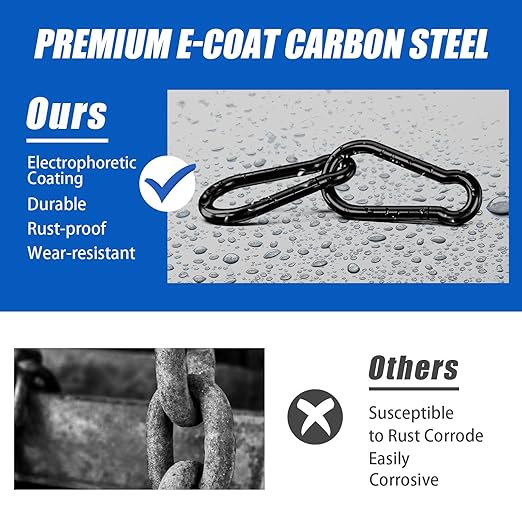 KINLINK 15 Pack Black Carabiner Clip, 3.15 inch Heavy Duty Spring Snap Hook, Small Caribeener Clips for Outdoor Camping, Swing Set, Hammock, Hiking Travel, Fishing, Quick Link Keychain