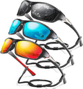 3 Pack Polarized Sports Sunglasses for Men, Mens Sunglasses Wrap Around UV400 Protection for Cycling Fishing Driving