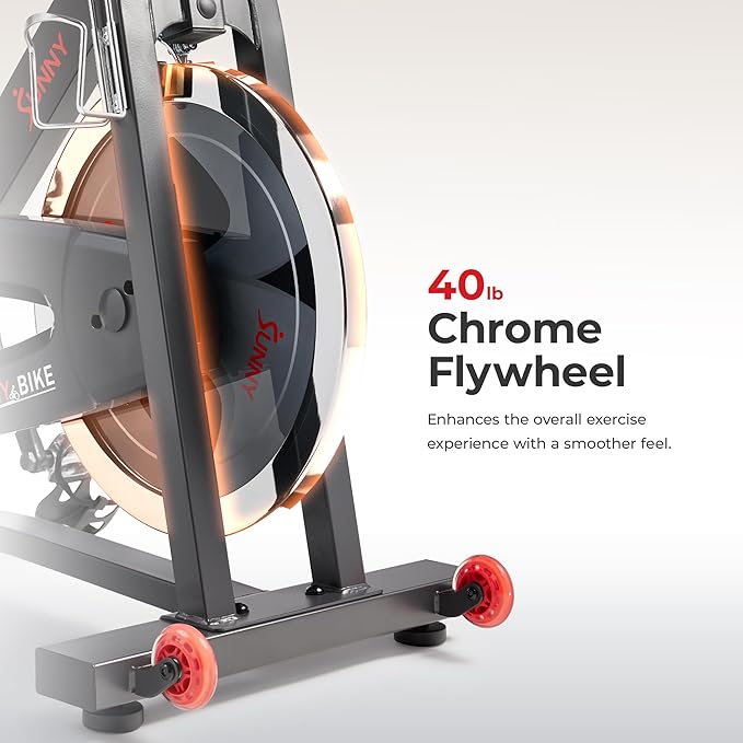 Sunny Health & Fitness Smart Pro Indoor Cycling Exercise Bike, Felt Resistance and Belt Drive, Free SunnyFit App Connection - SF-B901SMART