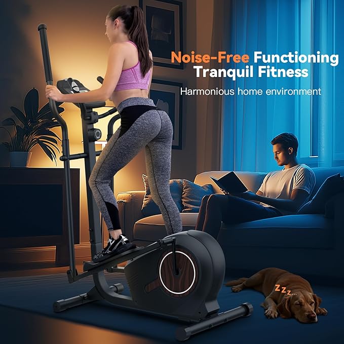 ANCHEER Elliptical Machine, Elliptical Exercise Machine with Quiet Magnetic Drive,14 Resistance Levels, Pulse Rate Monitor, LCD Monitor, 15.5IN Stride, Elliptical Trainer for Home