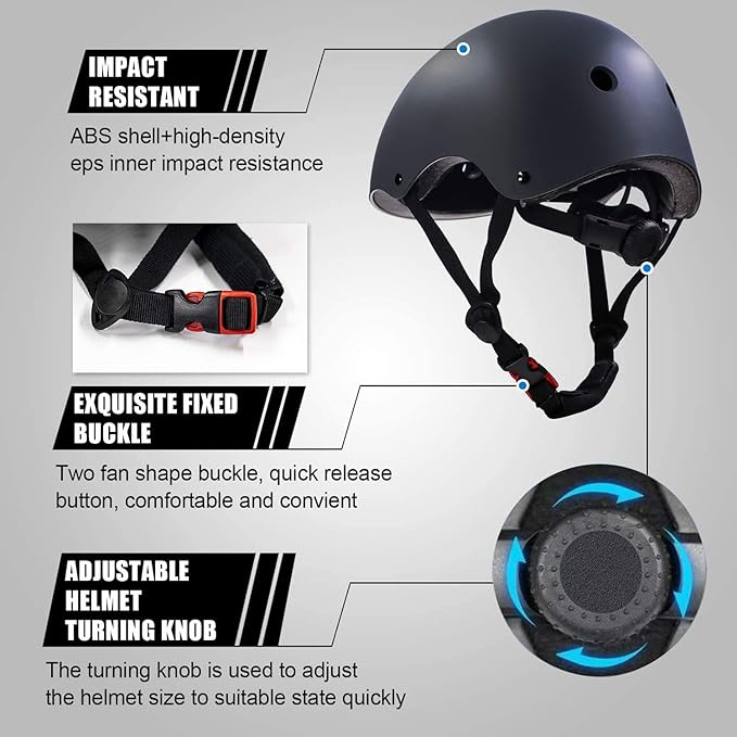 Adjustable Helmet for Ages 5-16 Kids Toddler Boys Girls Youth,Protective Gear with Elbow Knee Wrist Pads for Multi-Sports Skateboarding Bike Riding Scooter Inline skatings Longboard Roller Skate