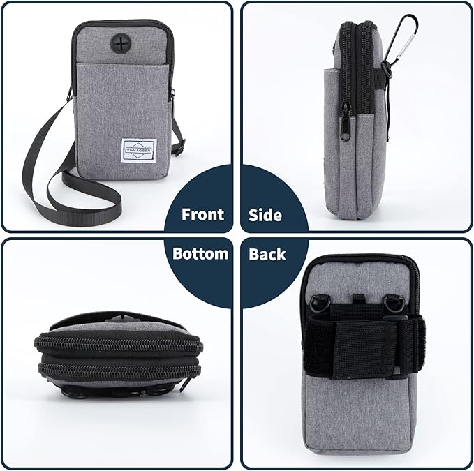 Cell Phone Purse Waist Pack Bag Travel Crossbody Bag Wristband Sport Armband Wallet with Removable Shoulder Strap (Dark Grey)