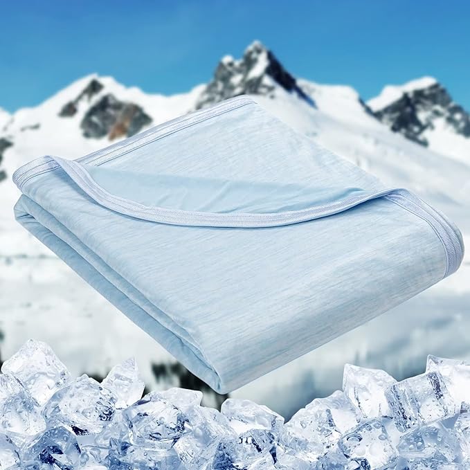 HOMFINE Cooling Blankets for Hot Sleepers - Summer Blanket Thin Lightweight Breathable Soft Double Side Enhanced Cooling for Bed Couch Sofa, Keep Cool for Night Sweats (Light Blue, 50 x 70 inches)