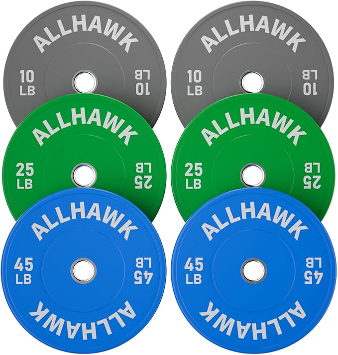 Colorful Olympic Bumper Plates, 2-inch Stainless Steel Insert, Virgin Rubber Weight Plate Set for Barbell Weight Lifting and Strength Training Home Gym