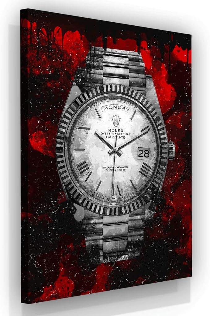 Luxury Watch Canvas Print Office Wall Decor Modern Art Pop Culture Decoration Inspiration Clock Timer Prints Framed Arts Walls Furniture (40" x 30")